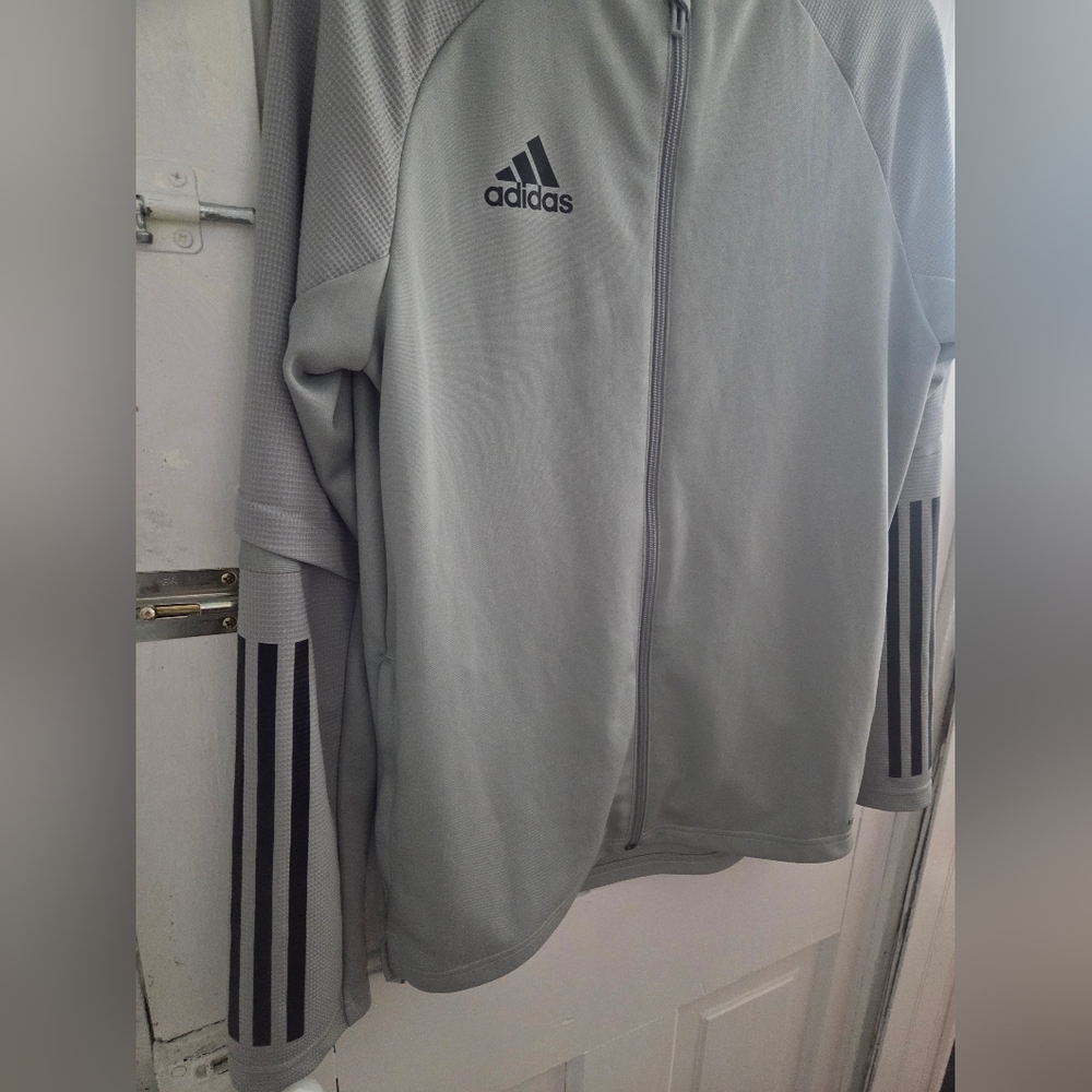 Adidas Kids Aeroready Pewter Zipup Jacket In Size Kids Large (13-14 Yrs) - Picture 6 of 16